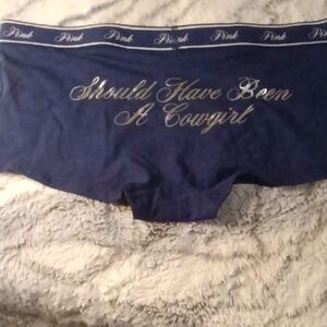 PINK Victoria's Secret Blue Boxer Briefs with Silver Accents